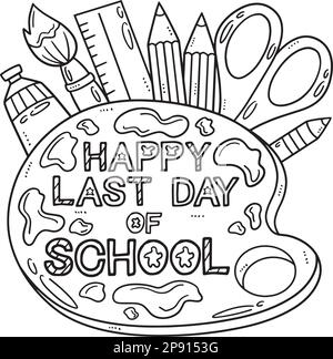 Last day of school coloring page for kids stock vector image art