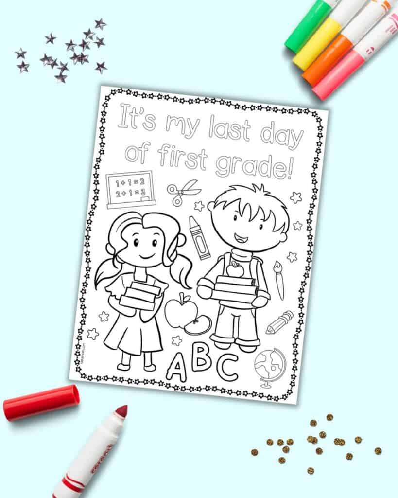 Free printable last day of first grade coloring page