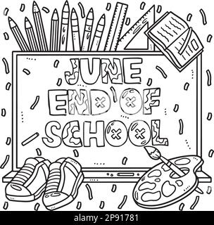 Last day of school coloring page for kids stock vector image art