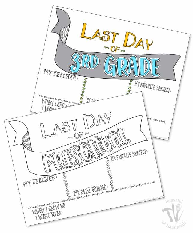 Last day of school coloring printables