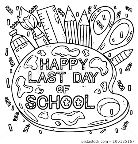 Happy last day of school coloring page for kids