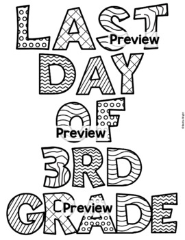 Last day of school coloring pages sheets end of year rd grade tpt