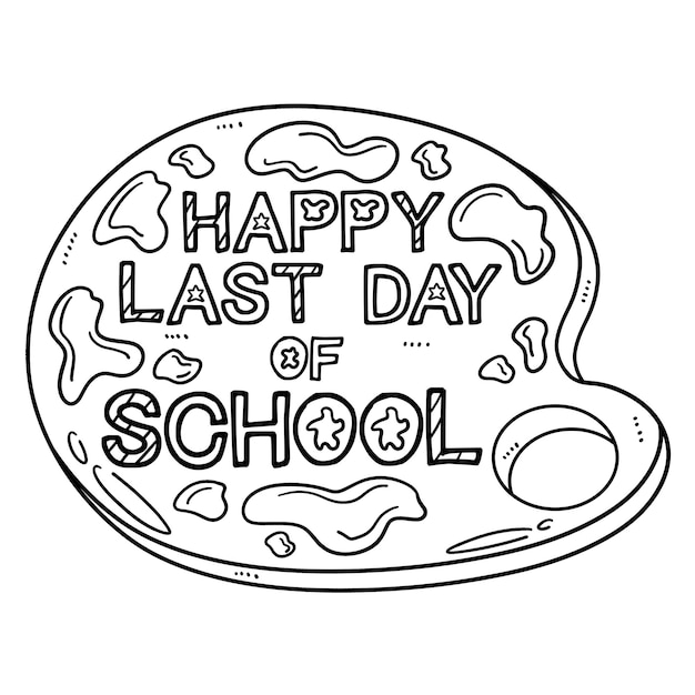 Premium vector happy last day of school isolated coloring page