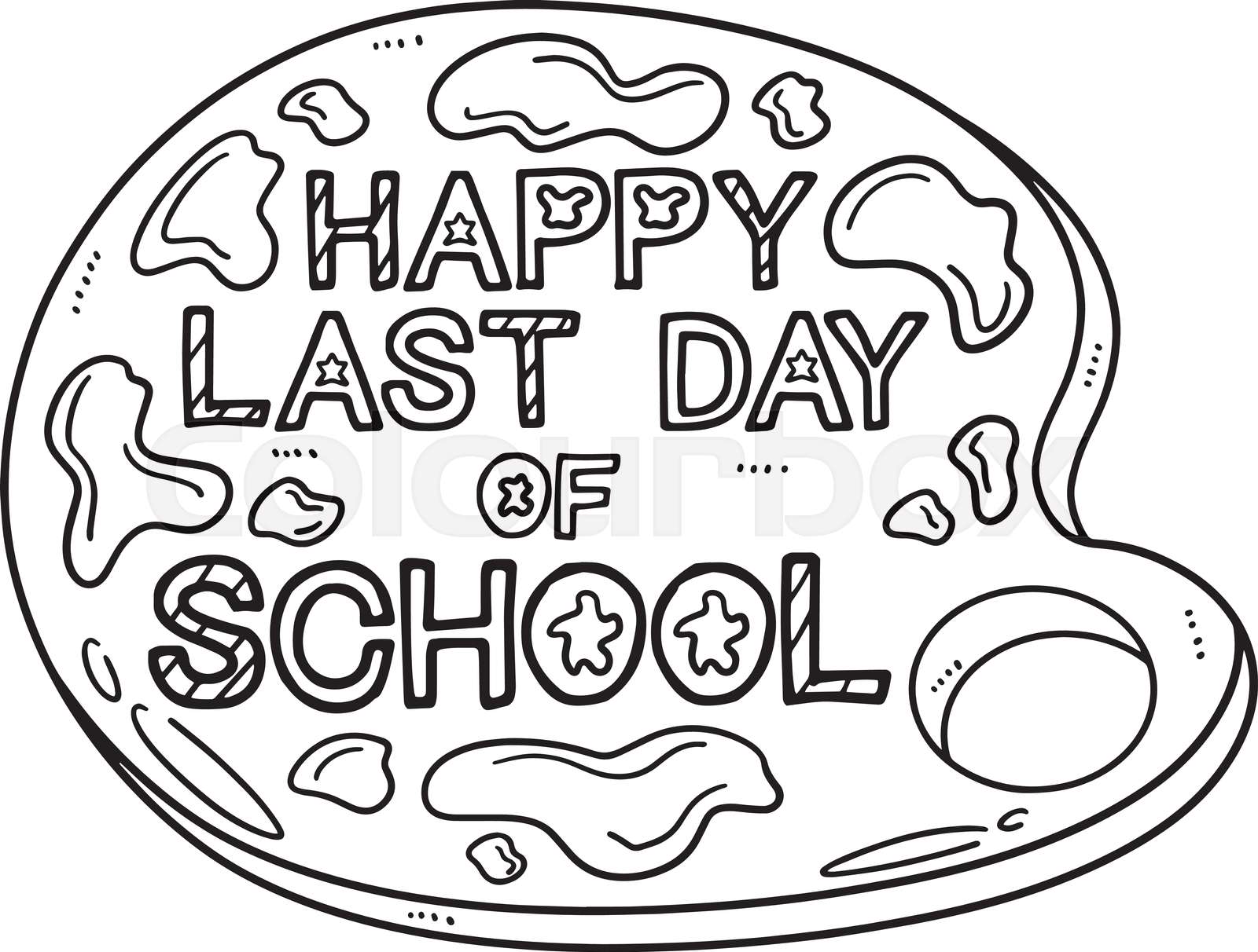 Happy last day of school isolated coloring page stock vector