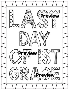 Last day of school coloring pages sheets end of year st grade tpt