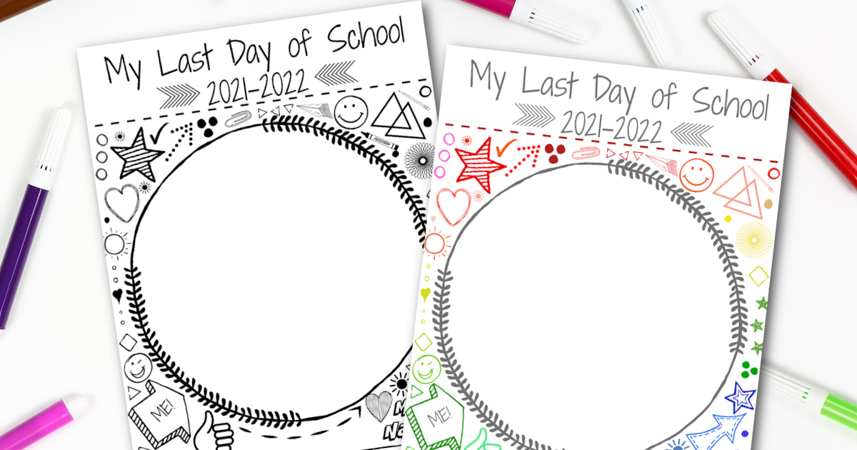 Free printable last day of school self portrait coloring page