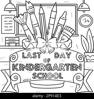 Last day of school coloring page for kids stock vector image art