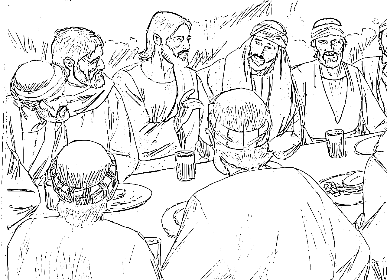Jesus last supper sheets coloring page