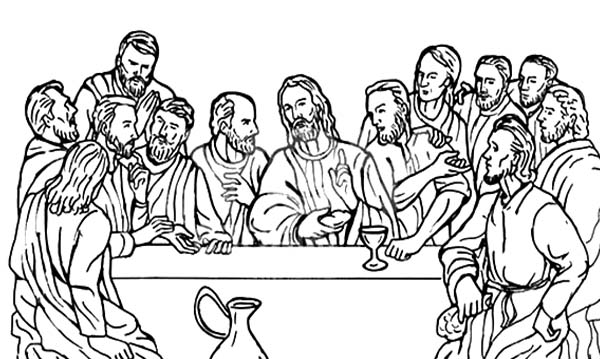 Jesus christ with disciples last supper coloring page coloring sun