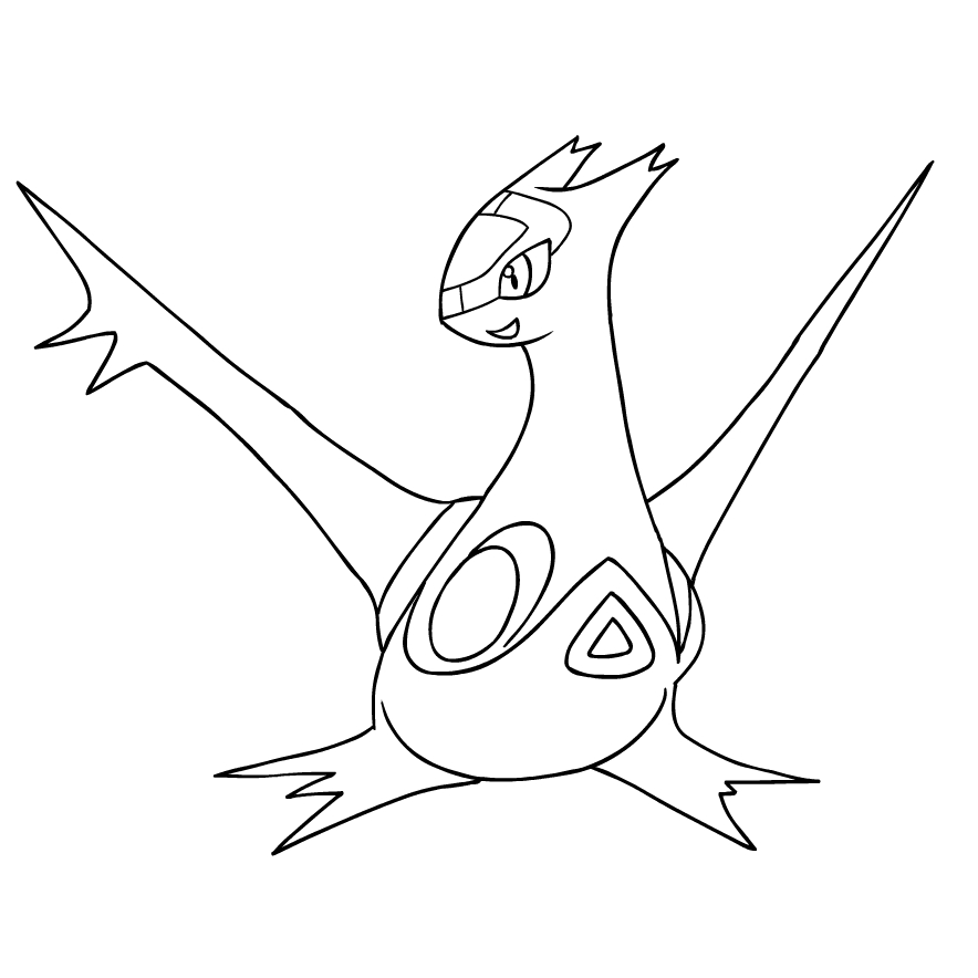 Latias from the third generation of the pokãmon coloring page