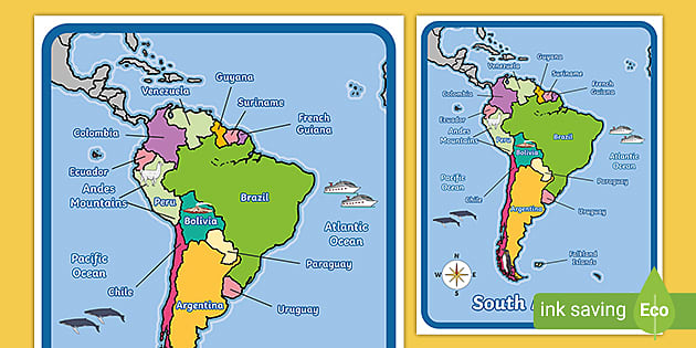 South america map with words and pictures nz
