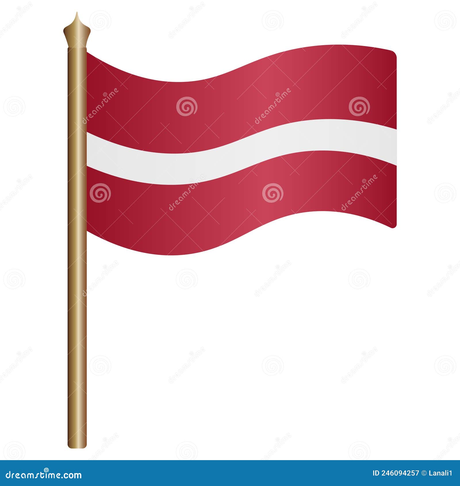 Flag of latvia vector illustration the fabric is decorated with three stripes stock vector