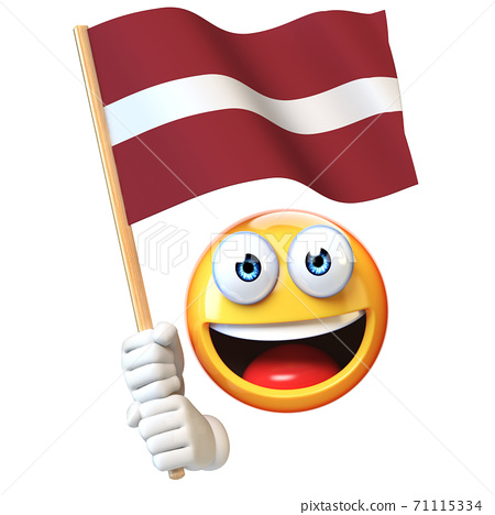 Emoji holding latvian flag emoticon waving