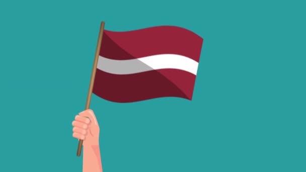 Hand holding latvia flag animation waving flag national symbol video stock video footage by honzafotobanker
