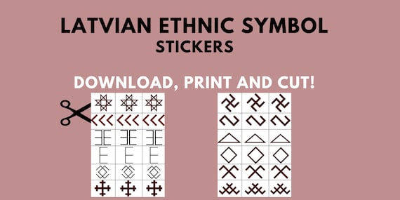 Latvian ethnic symbols latvian folk sign stickers latvian printable signs latvian ornaments sheet