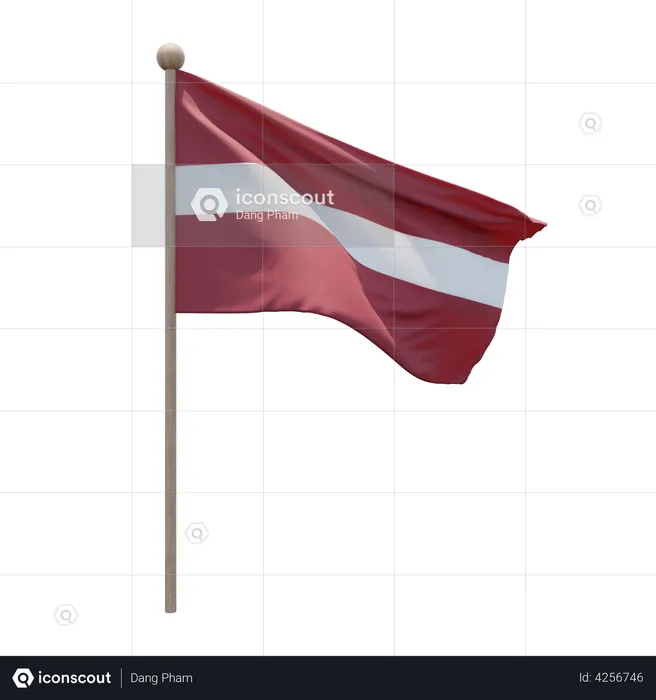 Latvia flagpole flag d illustration download in png obj or blend format