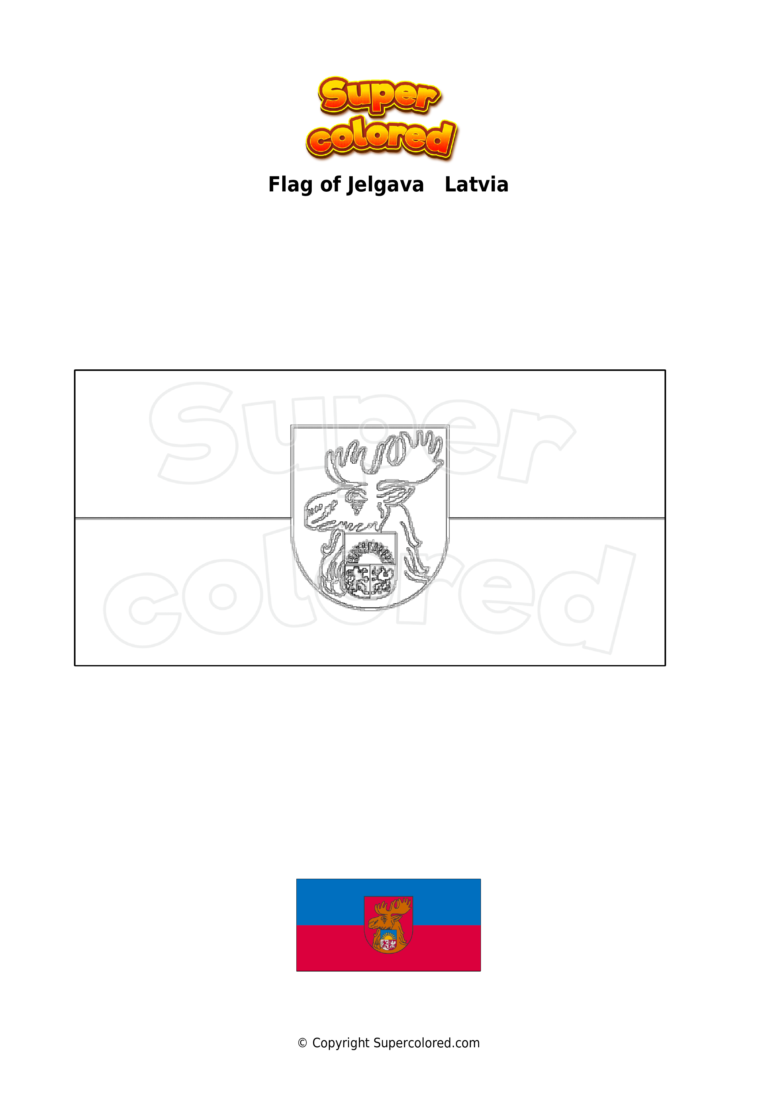 Coloring page flag of jelgava latvia