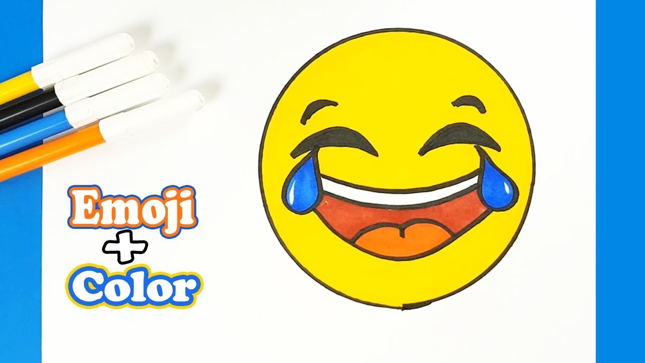 How to draw and color laughing tears emoji easily step by step ðð kids drawing color learning