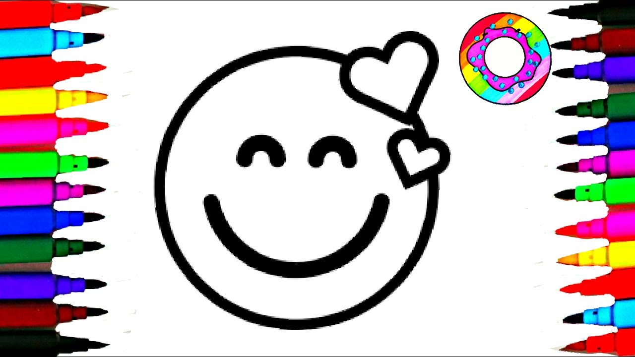 Coloring pages emoji l kids drawing emoticons faces happy laughing crying grin funny videos for kids
