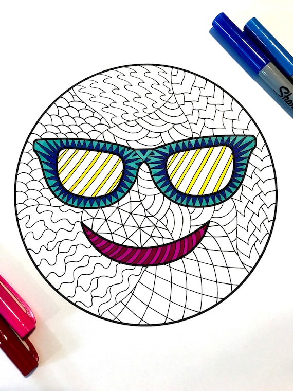 Sunglasses emoji pdf coloring page