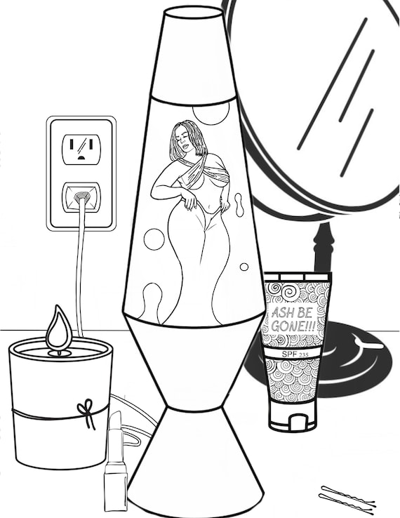Lava lamp digital coloring page erotic art print sexy line
