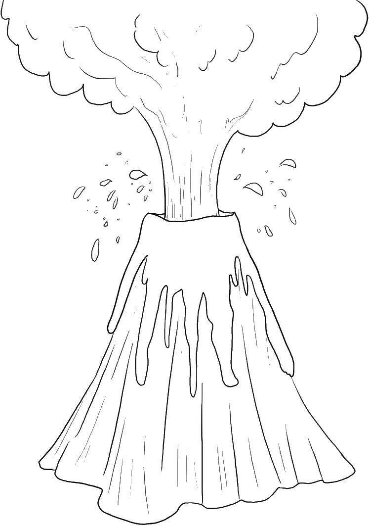 Online coloring pages lava coloring the volcano and lava flows down the mountain volcano