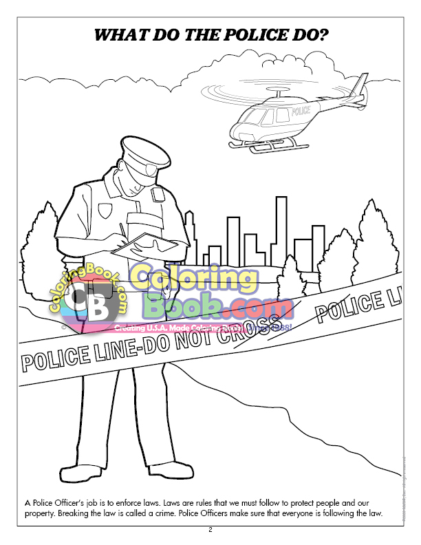 Police protection imprint coloring book