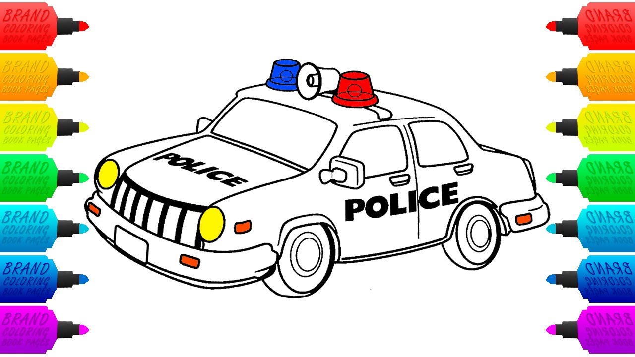 Police car coloring page for children