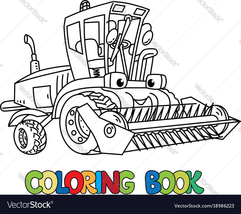 Bine or lawn mower with eyes coloring book vector image