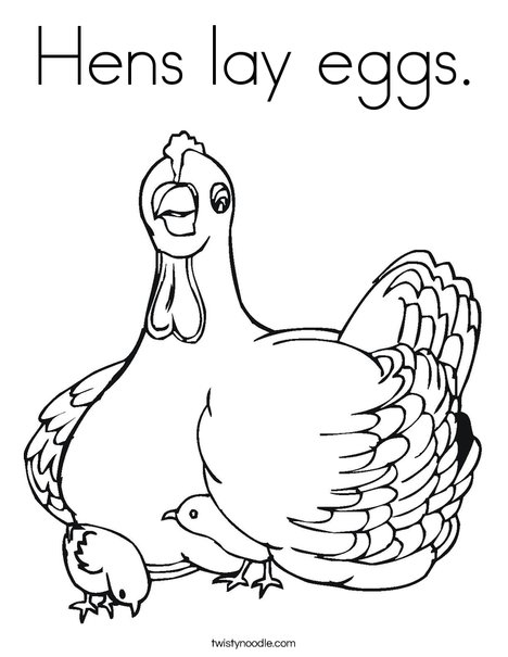 Hens lay eggs coloring page