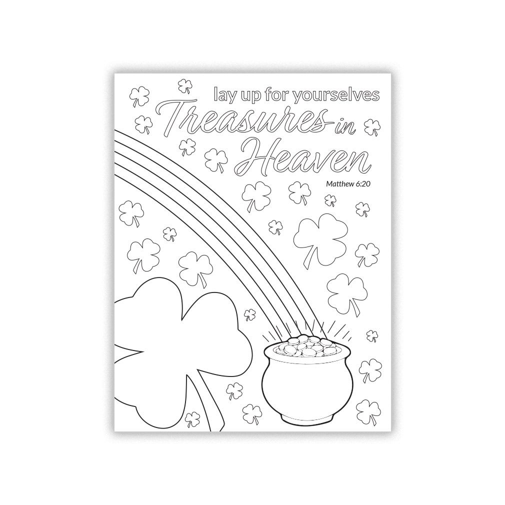 Treasures in heaven coloring page