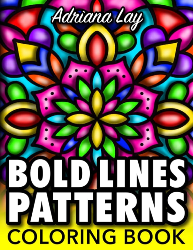 Bold lines patterns coloring book over large print mindful coloring pages with amazing designs of stained glass style mandala patterns lay adriana books