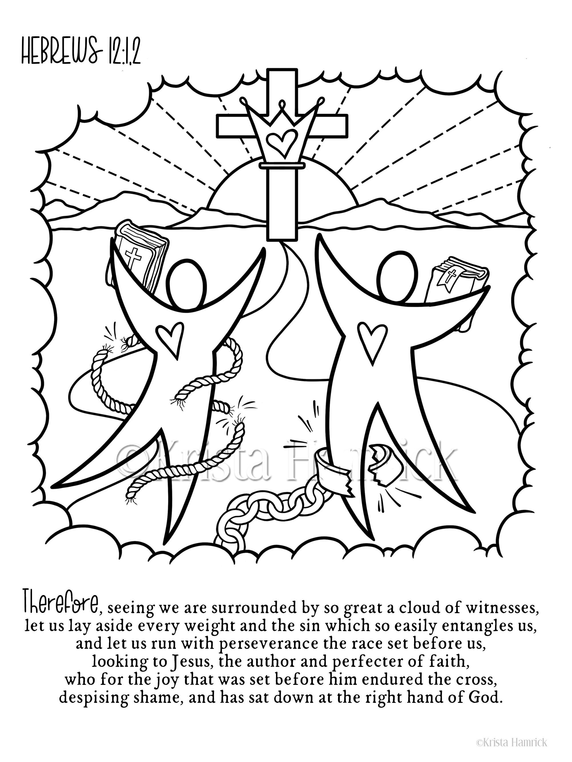 Run with perseverance coloring page in three sizes x x x for bible journaling tip