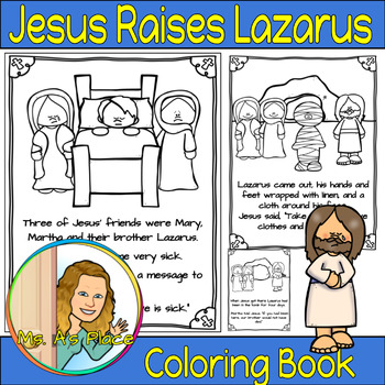 Jesus raises lazarus from the dead coloring book by ms a s place