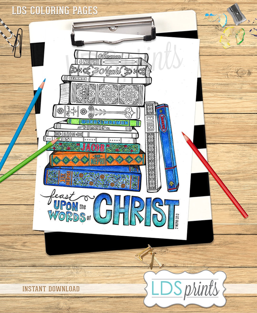 Lds adult coloring pages feast upon the words of christ book of mormon lds printable program cover
