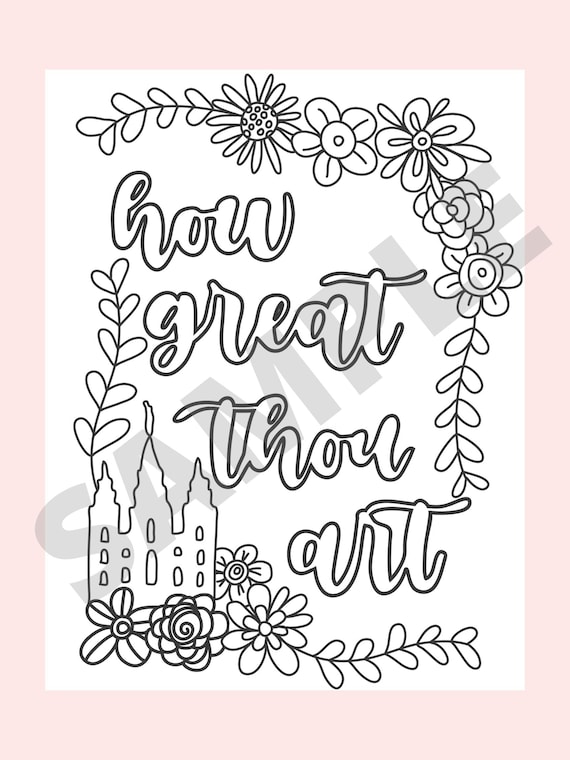 Lds hymn set of coloring book printable instant pdf download coloring pages adult coloring lds children and youth art prints quotes