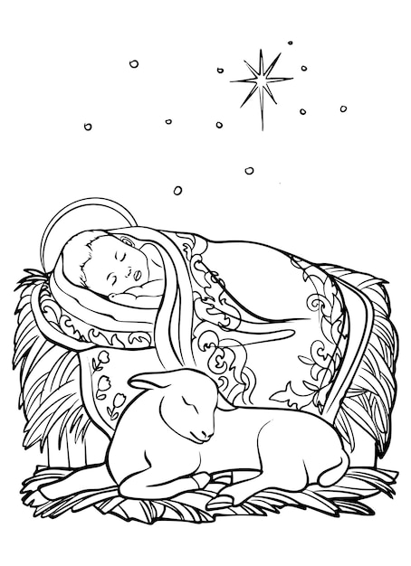 Nativity coloring page images