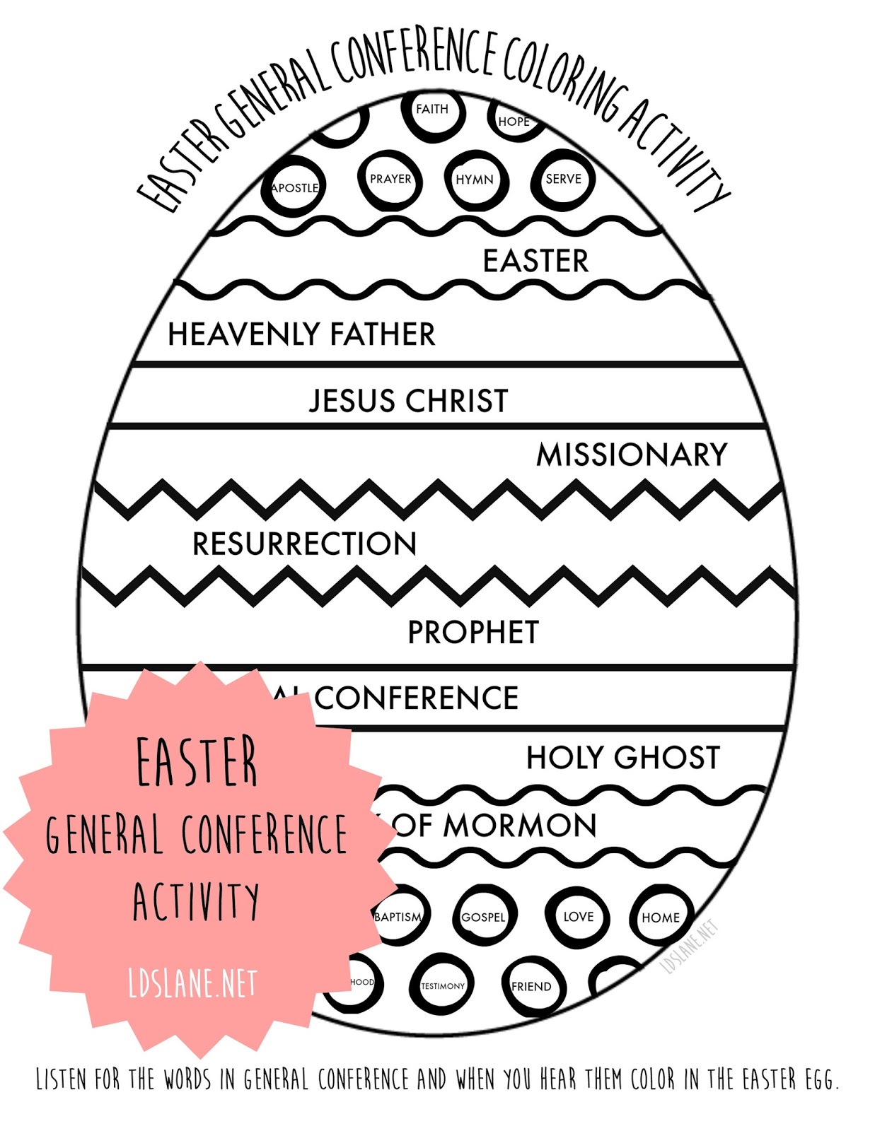 Easter general conference activity pages