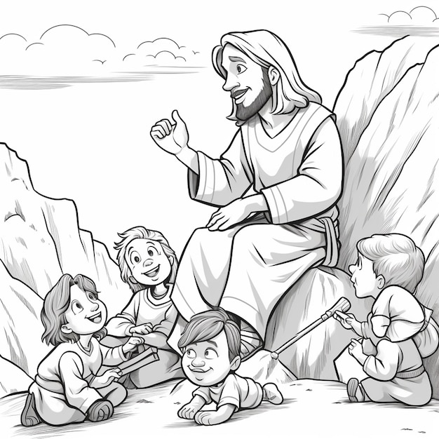 Premium ai image easter jesus coloring page