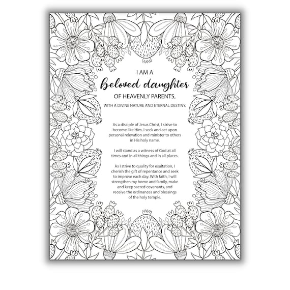 Yw theme coloring page lds new young women printable christ of latter day church of christ teen