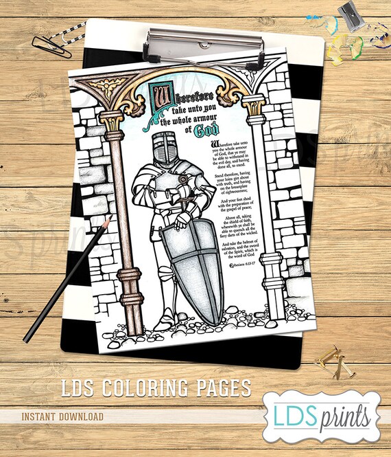 Lds adult coloring pages armour of god set printable program cover