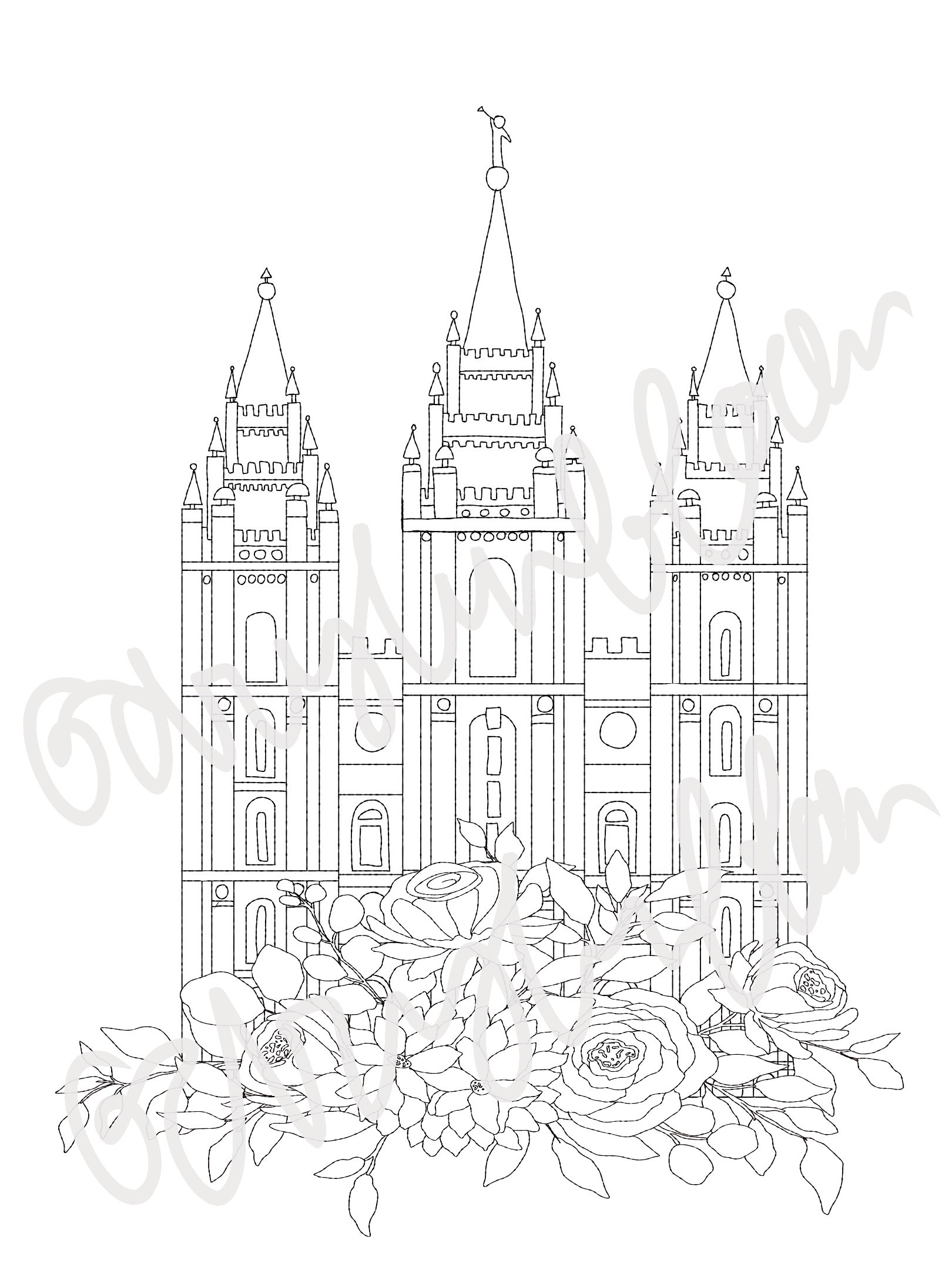 Coloring page lds temple instant download