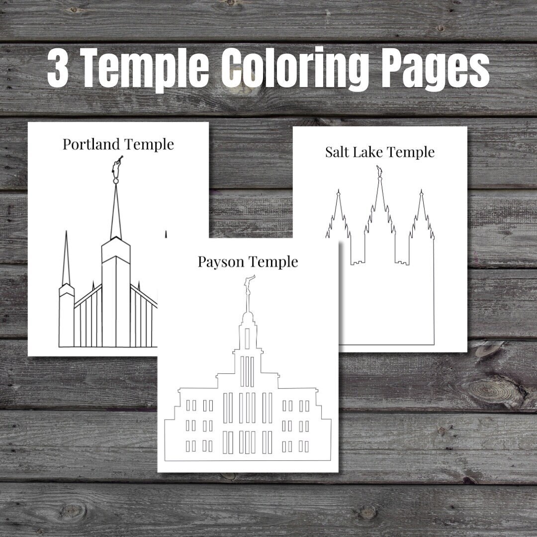 Beautiful set of lds temple coloring pages printable mormon temple art for adults and kids