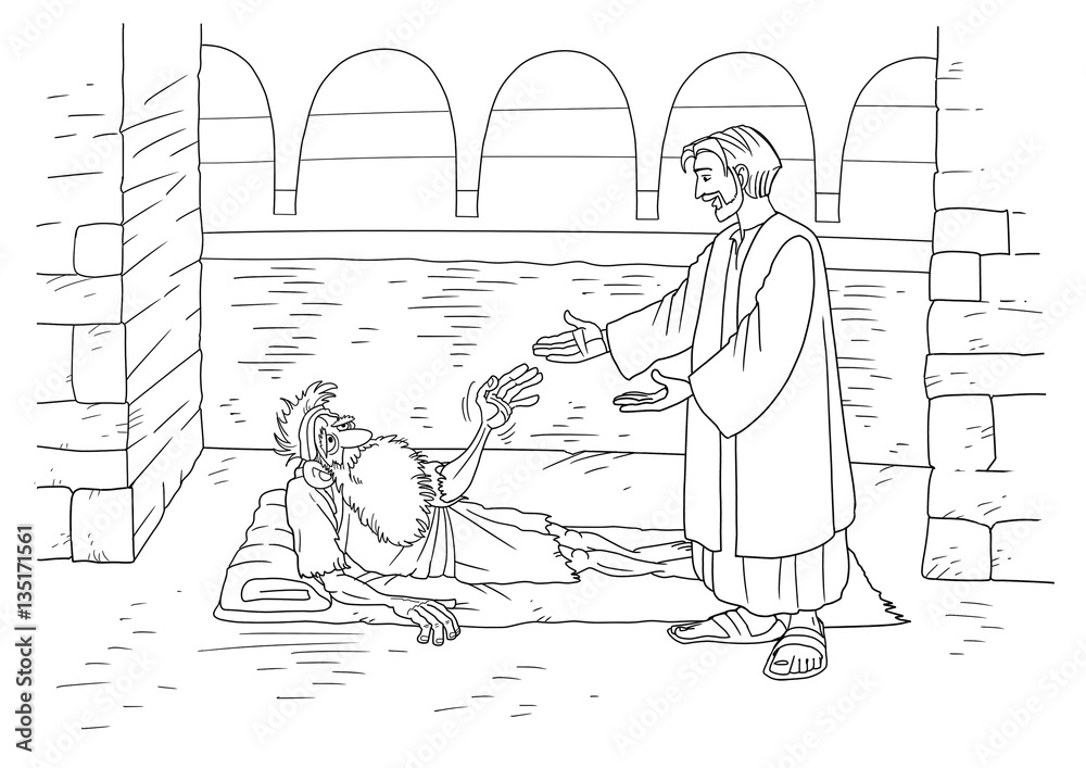 Jesus heals a paralytic at bethesda illustration