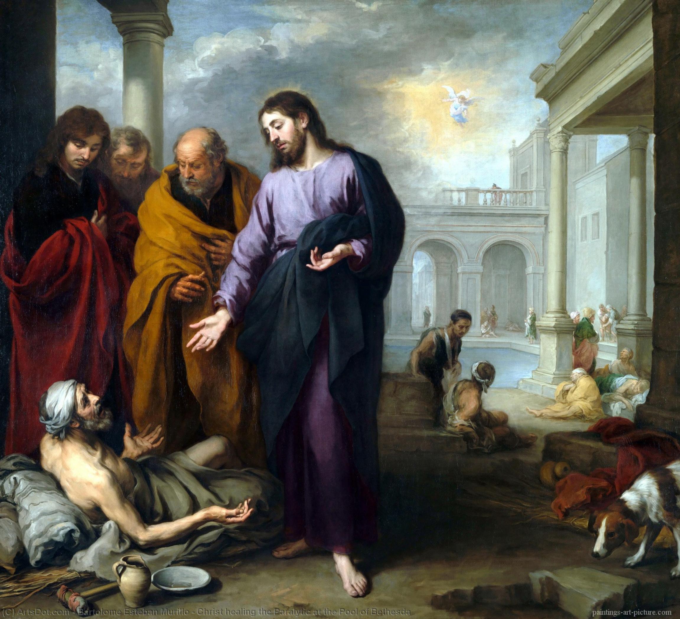 Reproductions de peintures christ guãrissant le paralyse ã la piscine de bethesda de bartolome esteban murillo