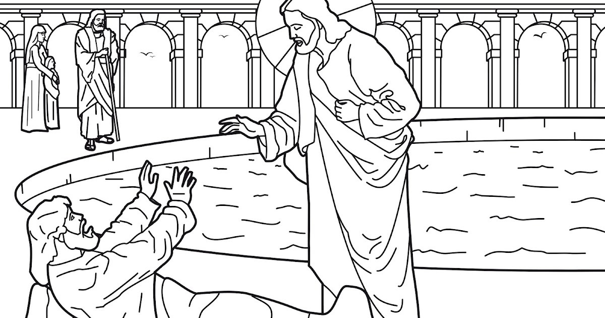 Coloring pages healing of the man at the pool of bethesda coloring pages