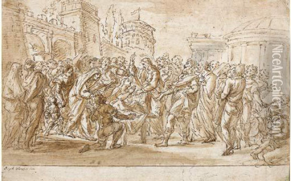 Jesus guerissant le paralytique oil painting reproduction by giuseppe ghezzi