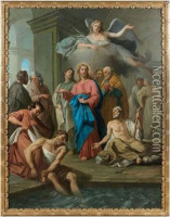 Le christ guerissant le paralytique a la piscine de bethesda oil painting reproduction by antoine boizot