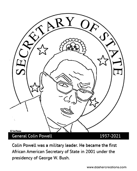 Colin powell coloring page