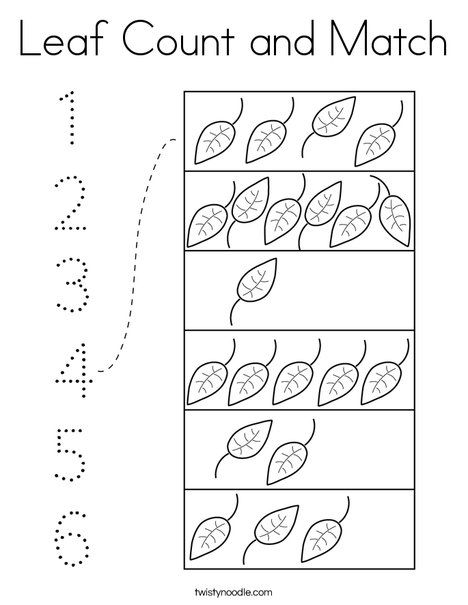 Leaf count and match coloring page math activities preschool fall preschool activities preschool learning activities